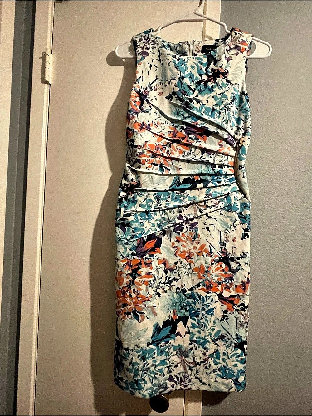 Ivanka Trump Floral Midi Dress in Blue & White Size 2 Like New